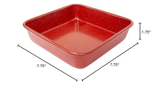 Casaware 7-Inch Toaster Oven Ultimate Series Commercial Weight Ceramic Non-Stick Coating Square Pan (Red Granite)
